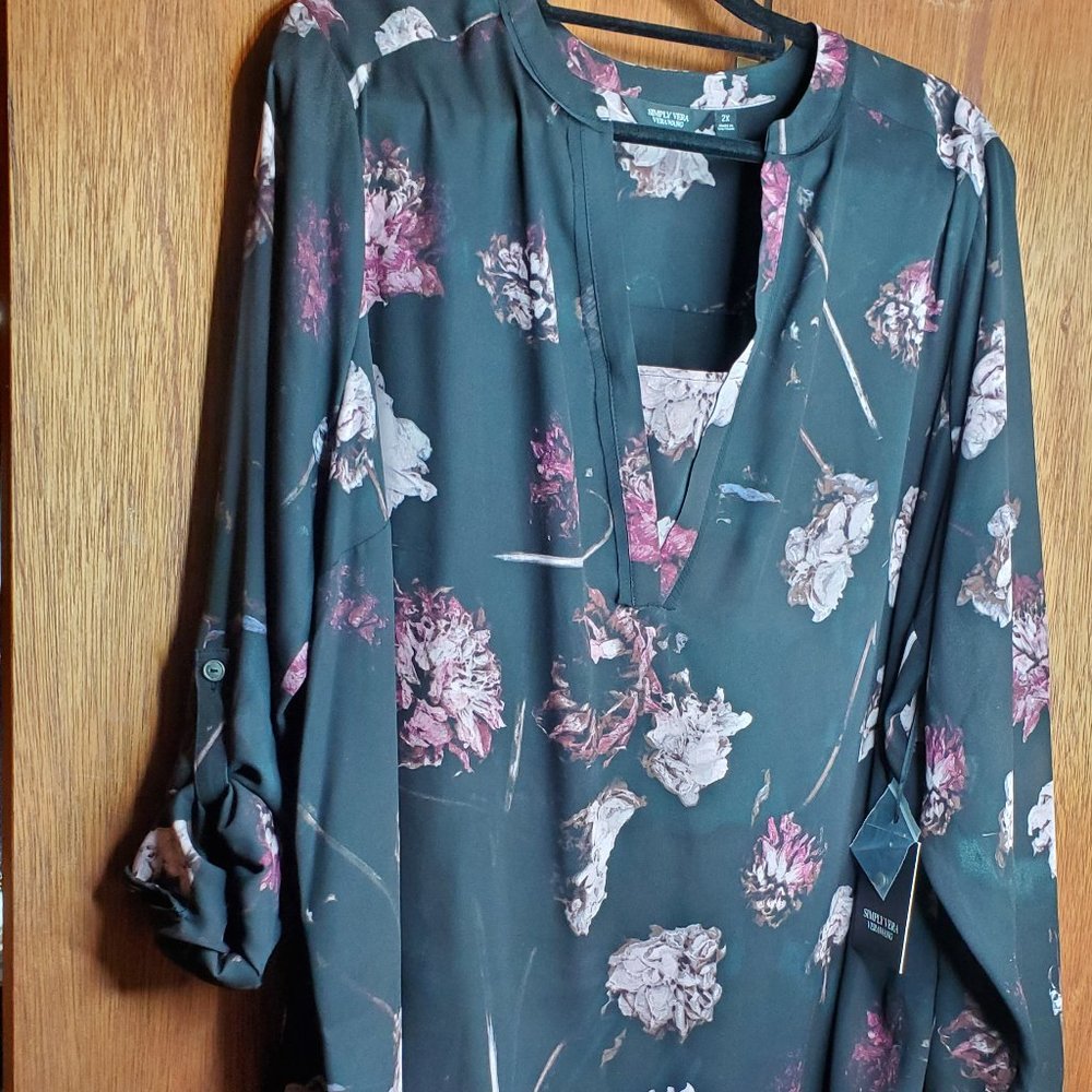 Simply Vera, Verawang Floral Blouse Womens 2X